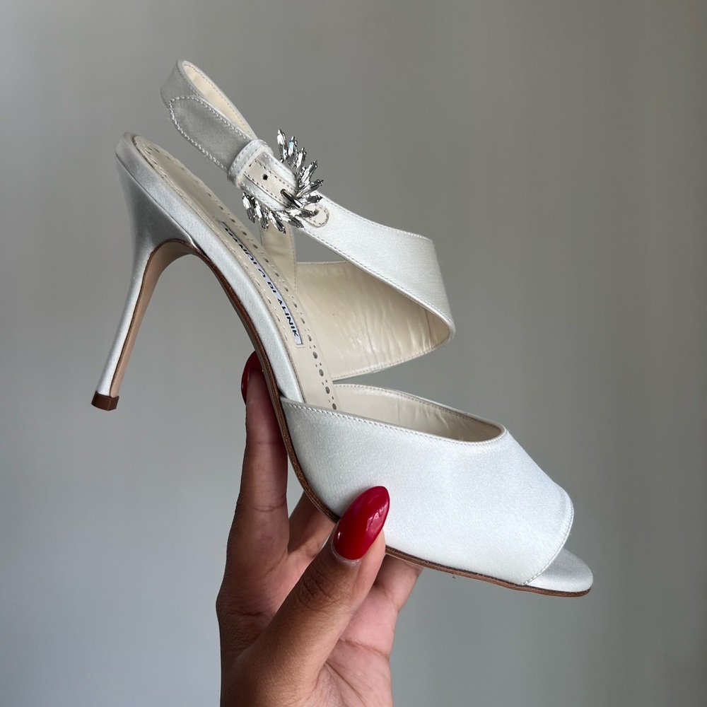 Manolo Blahnik Havelopa Crystal Buckle Sandals